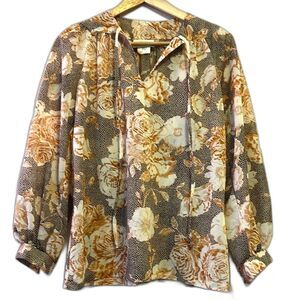 Vtg 70s Floral Print Peasant Blouse Sz 8 Retro Boho Grannycore Hippie Cottage
